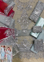 BRAND:LAAM organza embroidered & stone work unstitced 3pc✓