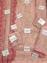 BRAND:AFROZEH organza embroidered luxury unstiched 3pc✓