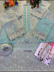 BRAND:ELAF organza embroidered & sequence handwork unstitced 3pc✓