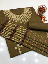 KHADI SILK EMBROIDERED unstitced 3pc✓