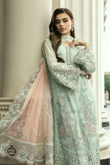BRAND:MARIA.B chiffon embroidered adda work hand embellished luxury unstitched 3pc✓