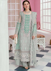 BRAND:ELAF organza embroidered &amp; sequence handwork unstitced 3pc✓