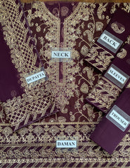 BRAND:ASIM JOFA chiffion embroidered sequence unstitced 3pc✓