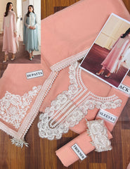 BRAND:BAROQUE chiffon embroidered unstitced 3pc✓