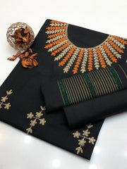 KHADI SILK EMBROIDERED unstitced 3pc✓