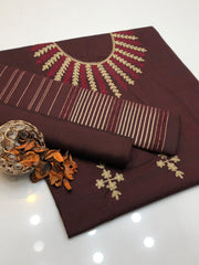 KHADI SILK EMBROIDERED unstitced 3pc✓